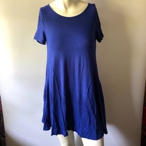 Avine Womens Blue Scoop Neck A-Line Dress Sz L